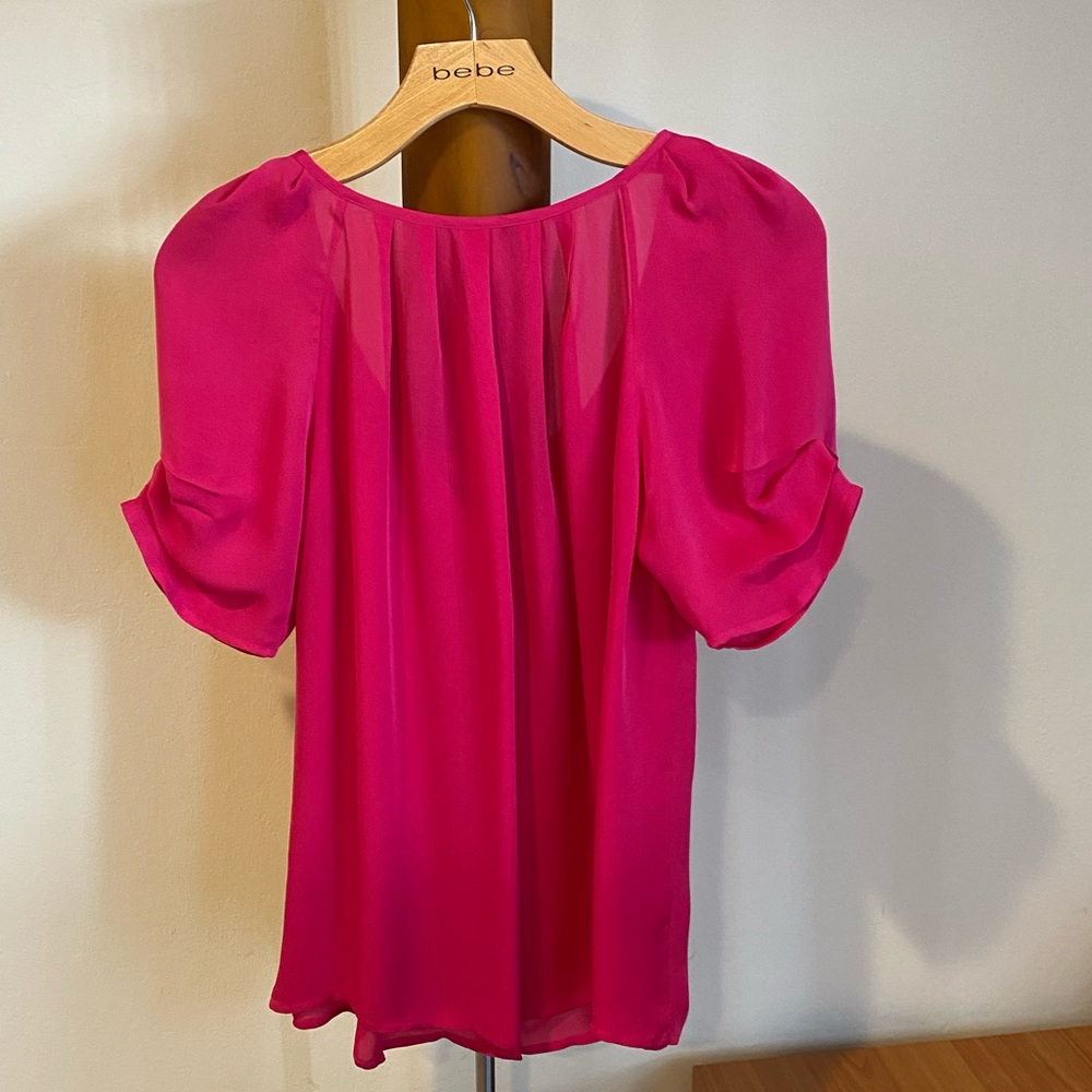 JOIE 100% silk fuchsia blouse size Small - Picture 3 of 10